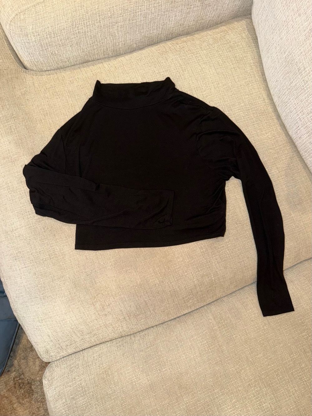 Boohoo Black Mock Neck Long Sleeve Crop Top
